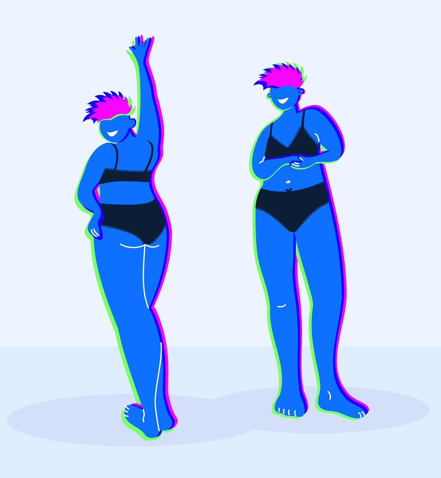 Illustrated characters wearing the RUBIES Matching Set in Black